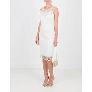 Marchesa Notte Dress Women's Sz 4 Netted Sequin Crochet Lace Mini Cocktail White